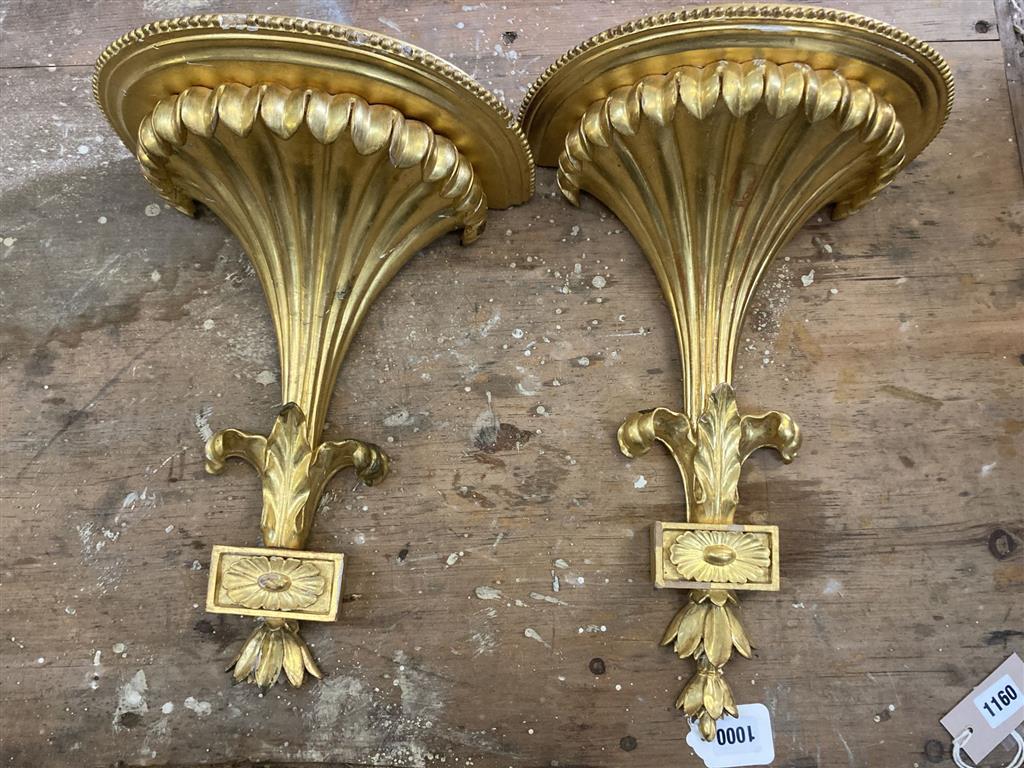 A pair of George III style giltwood wall brackets, height 40cm